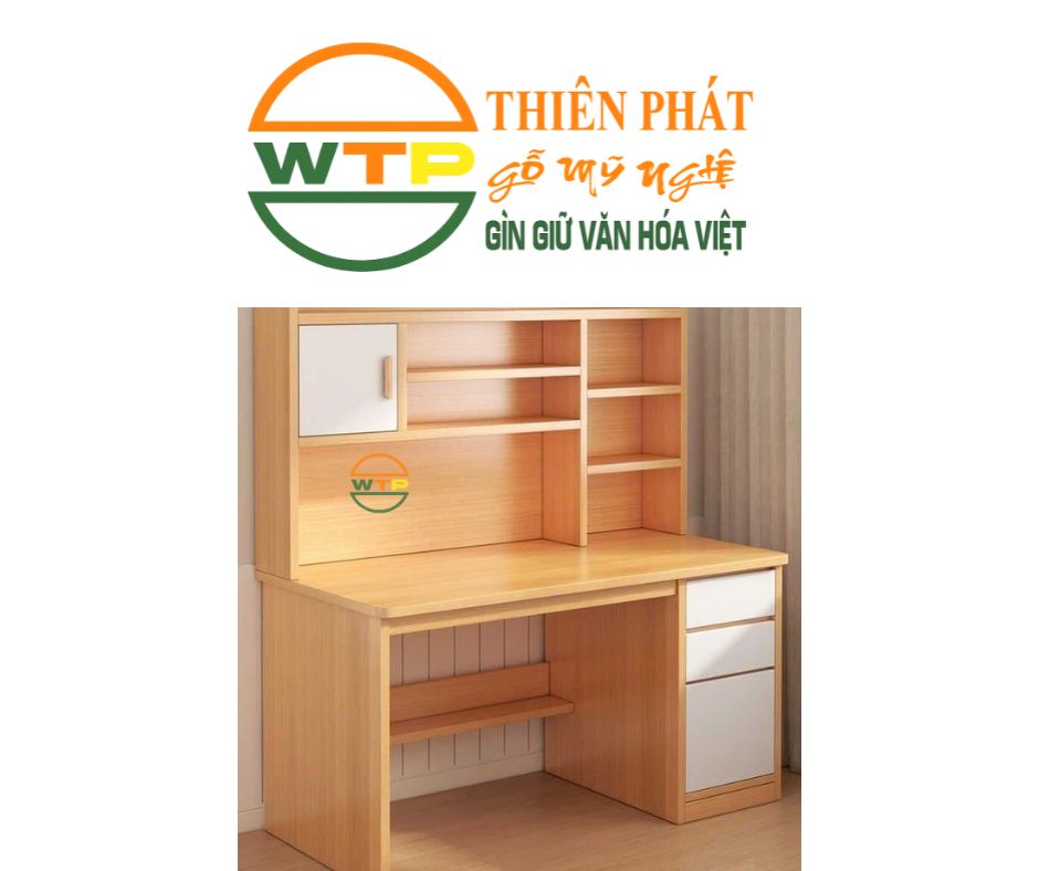 bàn học liền giá sách 1m