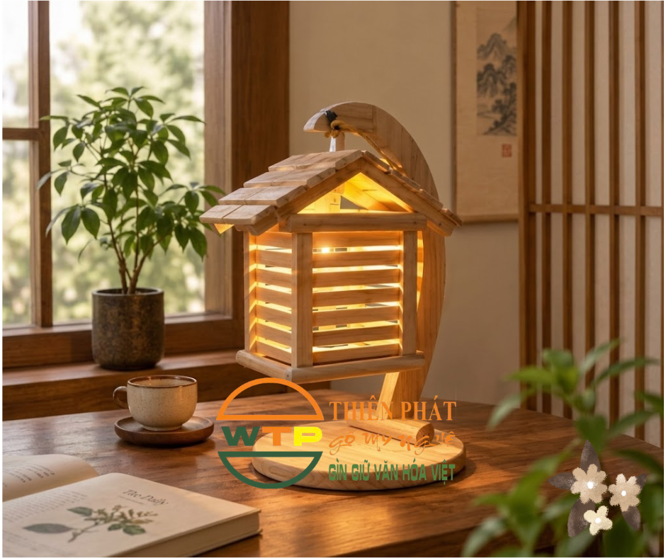 Đèn Gỗ Trang Trí Hình Ngôi Nhà Handmade