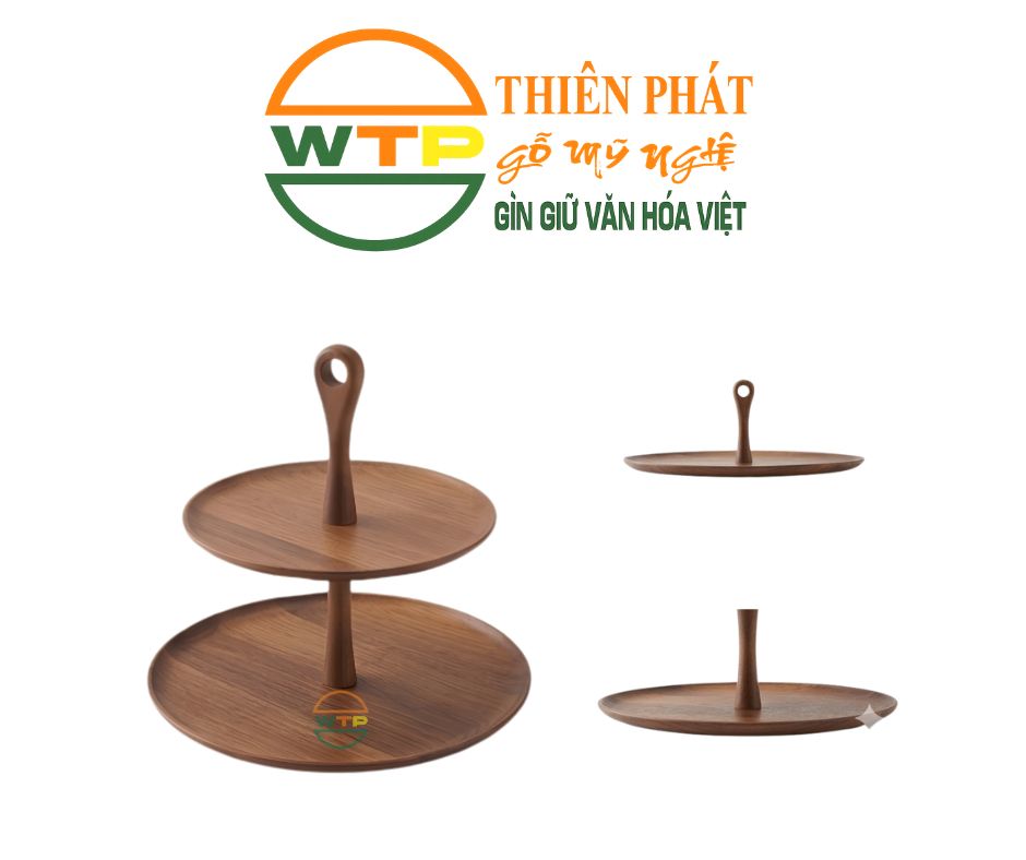 Khay Gỗ Hai Tầng Tròn Cổ Điển Thiên Phát
