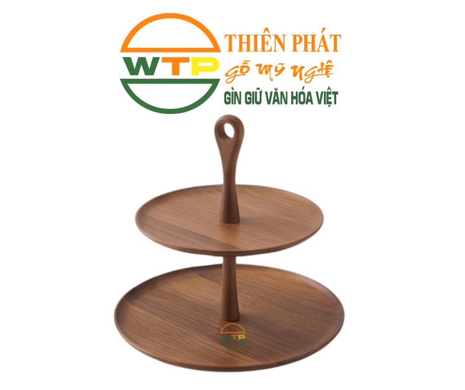 Khay Gỗ Hai Tầng Tròn có thể sử dụng để trưng bày hoặc decor đều đẹp