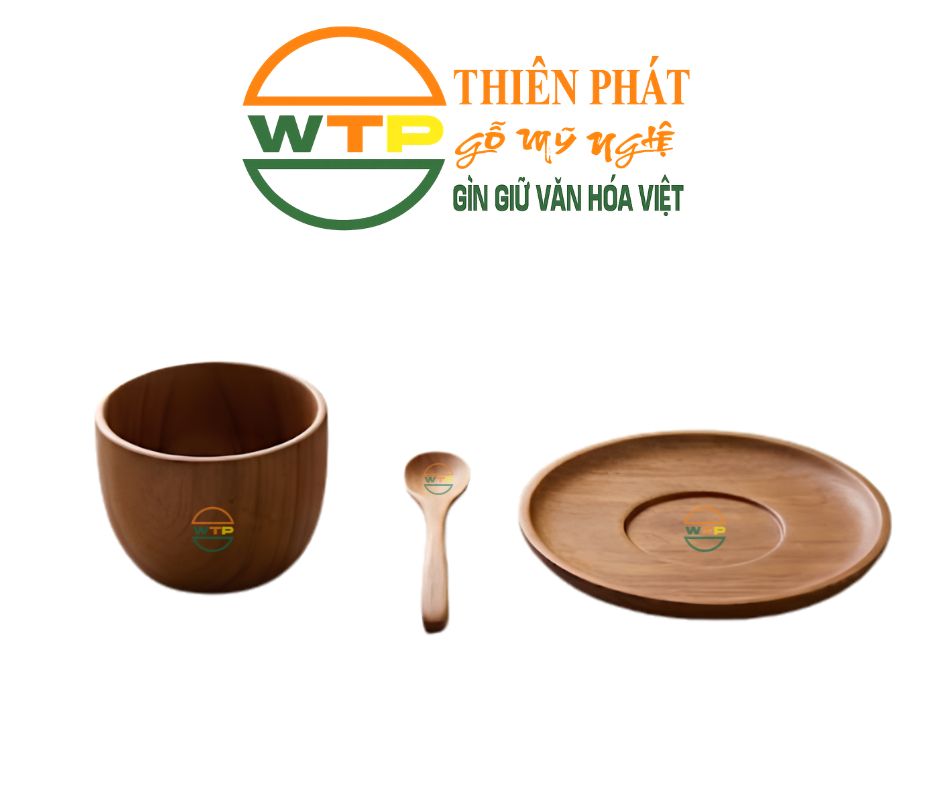Bộ Ly Gỗ Thiên Phát Có Quai Cầm